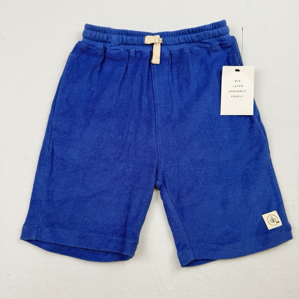 Free Assembly Kids Blue Terry Cloth Shorts Size S (6/7) Elastic Waist Drawstring